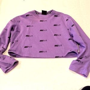 Nike womens crop purple and black logo hoodie
